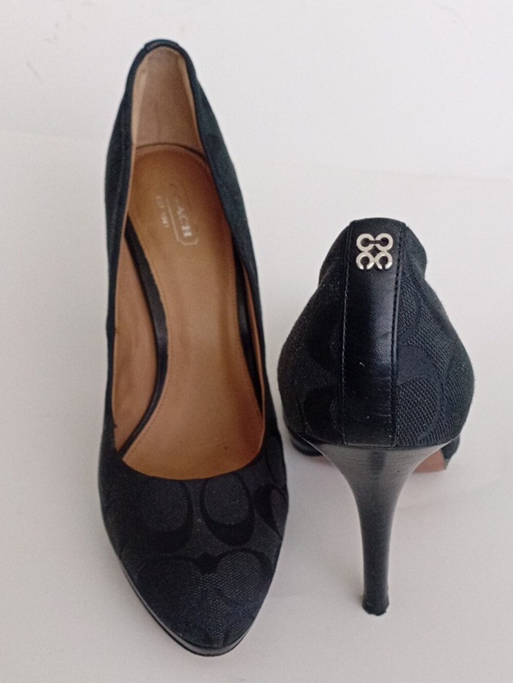 Coach Black Signature Canvas Pointed-Toe Heels Size 10B